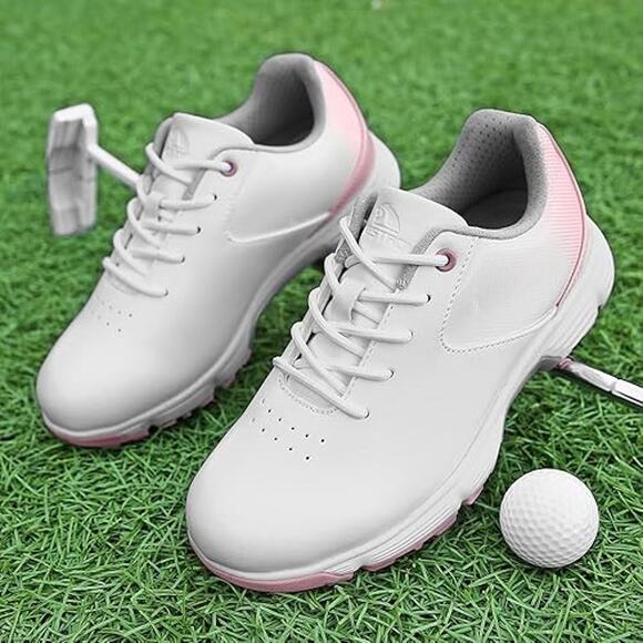 Women’s Golf Shoes White Pink Spiked Comfort Grip Waterproof Sneakers Size 9 - Picture 6 of 7